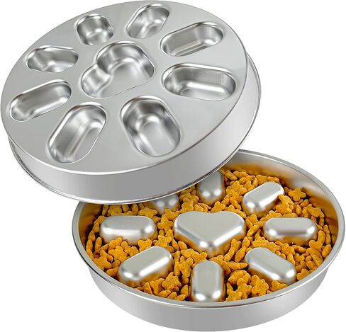Slow Feeder Dog Bowls with Non-Slip Mat, Stainless Steel Metal Slow Feeder for Small & Medium Dogs, 2 Cups Pet Bowl for Fast Eaters, Slows Down Eating, Dishwasher Safe, Anti-Gulping Dog Bowl in Saudi Arabia