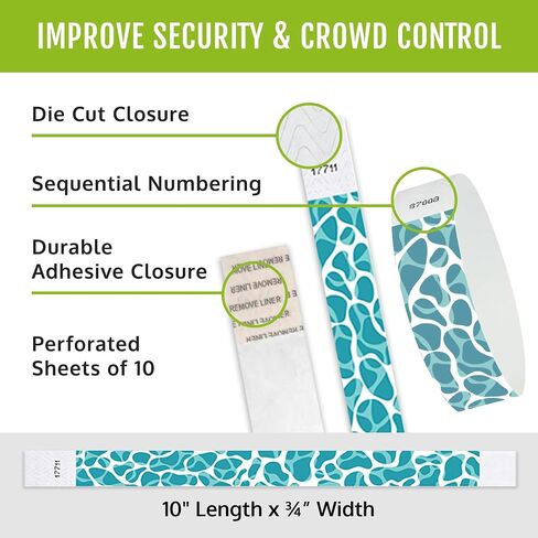 500 WristCo Swimming Pool Tyvek Wristbands for Events – Security Cuts & Tamper-Proof Design to Prevent Reuse – Premium-Grade Bracelets for Hospital & Medical ID, Party & VIP Identification in Kuwait
