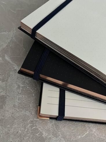 Bullet Dotted Journal with Black Paper Floral Hardcover Notebook with Pen Loop, 2 Ribbons, and Inner Pocket - 120 GSM - Elegant Metallic Edges (Blush Pink Flowers) in Saudi Arabia