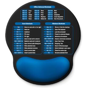 Mouse Pad with Wrist Rest - Ergonomic Memory Foam Support, Small Cute Excel Cheat Sheet Mousepad with Windows & Office Shortcuts, Non-Slip PU Base, for Computer Desk Laptop Travel, Black Pink