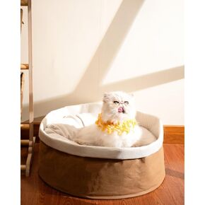 Large Cat Bed for 35 LBs Indoor Cats & Small Dogs, DIY Machine Washable Pet Bed, Removable Kitty Cushion Pillow, Durable Round Puppy Lounge, Sturdy Cozy Cave Adjustable Sleeping Kitten Nest