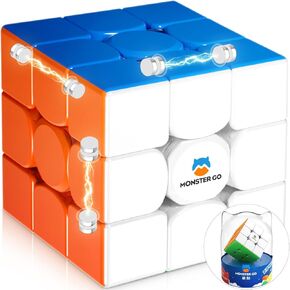 Monster Go Magnetic 3x3 Speed Cube, Original 3x3 Cube 3D Puzzle Fidget Cube Stress Relief Toy Games for Adults and Kids - Gift Choice for Christmas New Year Stocking Stuffer(Premium Package)
