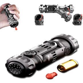 Fidget Spinner Toys for Adults, Metal Fidget Guns with Soft Bullet Shooting, Rotating Alloy Handheld Fidget, Foldable Hand Spinner to Relieve Stress, Anxiety, Office Desk Toys, Black