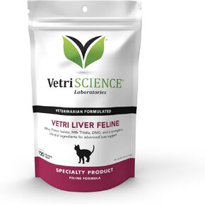 Vetriscience Vetri Liver Feline Milk Thistle ملحق للقطط - مكمل الكبد المتقدم للقطط مع مضادات الأكسدة ، التخلص من الكبد ، للوجبات الغذائية الحساسة