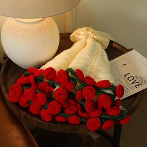 SmoothNovelty Flower Bouquet Blanket Crochet Kit, DIY Handmade Romantic Surprise Roses Bouquets Knitted Throw Blankets, Crochet Starter Kit for Beginners, Gift for Mother's Day Birthday