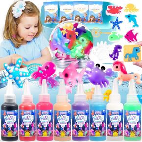 HFCHUPIN Magic Water Elf Toy Kit, Water Gel Kit with 6 Magic Gels,2 Bottles Ofluminous Gel 8 Sea Creature Molds. Birthday Gifts, Party Favors, Arts & Crafts DIY Kits for Kids