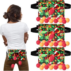 4 Set of Shaking Swing Balls Party Game, 4 Strap Shake Boxes, 80 Balls, Indoor Outdoor Family Games for African American Festivals, Kwanzaa, Holiday Celebrations(Liberty Wave)