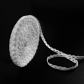 White Lace Ribbon, 1.1 CM 15 Yards Crocheted Lace Trim for Sewing, Vintage Crocheted Laces Ribbons, Wide Stretchy Laces Trim for DIY Crafts, Bouquet, Sewing, Wedding, Wrapping, Decoration