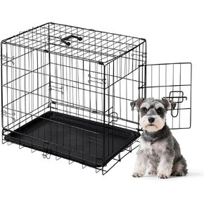 DUMOS Dog Crate, 24 Inch Small Single Door Dog Cage with Divider Panel and Plastic Leak-Proof Pan Tray, Folding Metal Wire Pet Kennel for Indoor, Outdoor, Travel