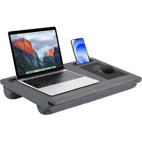 Lap Table - Fits up to 17.3 in Lap Desk, Built in Mouse Pad & Wrist Pad for Notebook or Laptop with Cushion, Table for Bed with Tablet, Phone Holder
