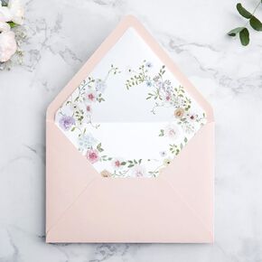 PONATIA 50PCS A7 Euro Flap Envelopes, 5.25 x 7.25'' Dusty Blue Flowers Liner Envelopes for Wedding Invitations, Photos, Postcards, Greeting Cards, Christmas Gift Cards, Acrylic Mailing, 5x7 envelopes
