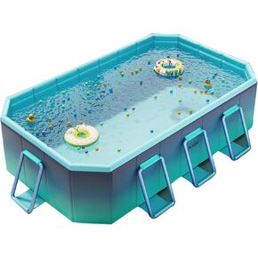 Foldable Pool for Kids and Adults Non Inflatable Pool Outdoor Swimming Ice Blue Kiddie Pools Thickened Support Dog Pool Garden Backyard