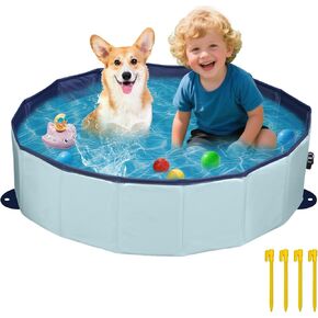 Foldable Dog Pool - Multi-Functional Pet Bath Pool and Kiddie Pool with PP Material, Chicken Dust Bath Tub, Essential Poultry Coop Accessory (32" D * 8" H)