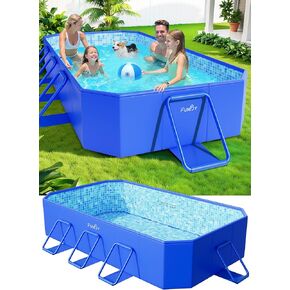 Foldable Pool, Foldable Swimming Pools, Large Folding Pools for Adults, Non-Inflatable Pool,Oversize Thickened Collapsible Pool, Kids Pools for Backyard,Mosaic Design 90"x48"x20"-Blue
