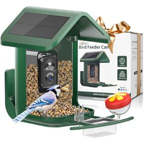 Bird Feeder with Camera Solar Powered: Smart Bird Camera Feeder 2K Live Feed for Backyard - AI Identify Auto Capture Bird Videos, 2.4GHz WiFi Bird Camera, Gifts for Birdlovers Mom Dad