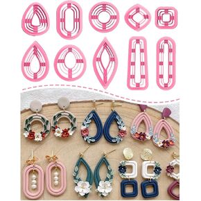 Keoker Organic Polymer Clay Cutters, 10 Shapes Extruded Polymer Clay Earring Cutters Boho