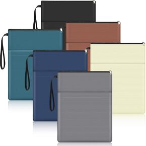 Aliceset 6 Pcs Book Protector Sleeve with Zipper for Book Lovers 11.8 x 9 Inch Oxford Cloth Travel Covers Pouch Washable Portable with Front Pocket Handle Strap for Paperback Hardcover Lover Gifts