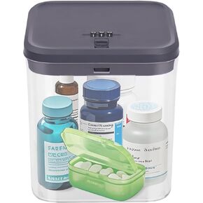 Gemaxvoled Medicine Lock Box with Code - Small Lockable Storage Box for Pills, Fridge Food & Phone | BPA-Free, Childproof | 5.5x5.5x6.3in | Home, Office & Travel Safe
