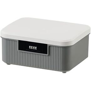 AnRui 2 Gallon Lockable Storage Container Bin, Portable Plastic Safe Box with Lock, Password Storage Organizer Locking Box for Car, School, Office, Home and Outdoor, (White&Blue)