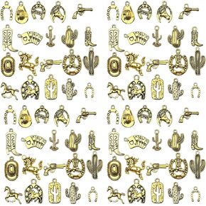 80pcs Western Cowboy Themed Charms Set - Zinc Alloy 3D Miniature Cowboy Hat, Horse, Boot Shoe Charms for DIY Jewelry Making, Keychain Crafts Accessory Tools -Durable, Versatile, and Perfect for Creative Projects (Antique Silver)