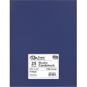 PA Paper Accents Textured Cardstock 8.5" x 11" Indigo, 73lb Colored cardstock Paper for Card Making, Scrapbooking, Printing, Quilling and Crafts, 25 Piece Pack in Kuwait