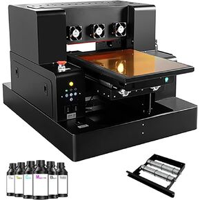 A3 XP600 UV DTG Printer Machine, 5760 * 1440dpi Precision A3 UV Flatbed Printer with 33x50x15cm Vacuum Platform & Bottle Holder, Perfect for Phone Cases Acrylic Metal Leather Golf Balls Bottles