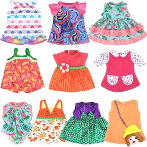 10 Set Alive Baby Doll Clothes, Doll Clothes for 10-12 Inch Girl Dolls Outfits Accessories Include Cute Jumpsuit, Skirts