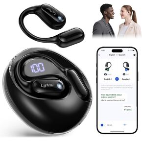 Lytmi AI Language Translation Earbuds, 143 Language Translator Open-Ear Headphones, 3-in-1 Translation Modes, AI Meeting Assistant, 22H Playtime, Water Resistant for Travel Learning Business