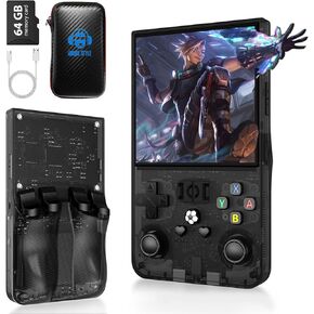 2025 New R36Max Retro Handheld Game Console , Supporting Over 30 emulators, Linux System, 64GB Built-in Video Game Console with Over 18000 Games, 4000mAh Rechargeable, 4.0-inch IPS Screen, Black