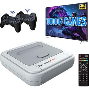 Kinhank Super Console X Pro with 100000+ Games,Retro Game Consoles TV & Game System in 1, Compatible with 63+ Emulators,2 Wireless Game Controllers