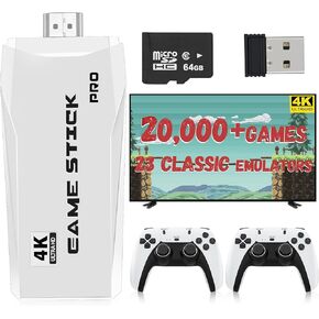 New Retro Game Console, Classic Video Games with 4K HDMI, 20,000+ Games and 23 Emulators, Upgraded Dual 2.4G Wireless Controllers 64GB