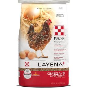 Purina Layena+ | Nutritionally Complete Layer Hen Feed | Omega 3 Formula - 40 Pound (40 lb) Bag