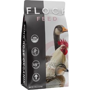 Flock Pellet Feed, 40lbs - 19.5% Protein, Non-GMO, Antibiotic-Free - with Essential Nutrients for Healthy Growth - USDA Certified Organic Blend, Soy & Corn-Free