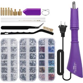 Hotfix Applicator Tool, DIY Hot Fix Rhinestone Setter, Quick Heating Hot Fix Wand Rhinestone, DIY Applicator Embellishment Tools, for Setting Rhinestones and Beads (Pink)