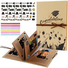 Graduation decorations class of 2025， Hardcover Photo Albums DIY Scrapbook Albums,Stretchable Folding Kraft Paper Photos Collection for Student Graduation Gift(6" x 8")