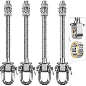 SELEWARE Heavy Duty Stainless Steel Swing Hangers with Bearings (Set of 2), Swing Bolts M10 x 9", 1800LB Capacity for Wood & Steel Beams, Yoga Hammock, Porch Swing