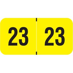 2025 Year Labels, Doctor Stuff 2025 Chart Stickers, Fluorescent Yellow Color Coded, USA Made Year Stickers for End Tab File Folders, 500 Labels/Roll in a Dispenser Box, 3/4" x 1-1/2"