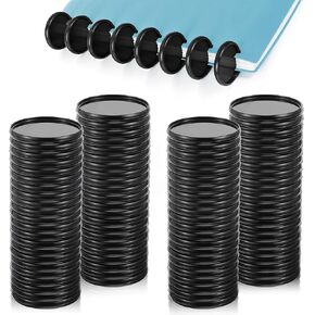 60 Pcs 2 Inches Discbound Expansion Discs, Plastic Disc Binding Rings, Notebook Expansion Discs for DIY Notebooks, Book Binding and Planner Scrapbooking Supplies (Black)
