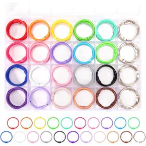 120Pack Color Binder Rings, 21 Colors 1 1/5 Inch Metallic Loose Leaf Rings, Small Metal Steel Book Rings Clip Rings for Index Cards, for Flashcard Rings, Key Rings or Keychains, School, Office, Home