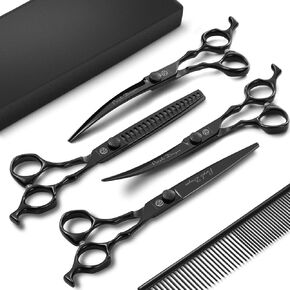 Purple Dragon Curved Dog Grooming Scissors 7-Inch