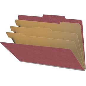 25 Pt. Pressboard Classification Folders, 2/5 Cut ROC Top Tab, Legal Size, 3 Dividers, Yellow (Box of 10)