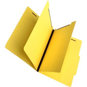 SJ Paper S59706 Match 15 Pt. Yellow Classification Folders, 2/5 Cut ROC Top Tab, Letter Size, 2 Dividers (Box of 25)