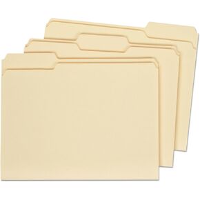 Universal 16113 File Folders, 1/3 Cut Assorted, Two-Ply Top Tab, Letter, Manila (Box of 100)