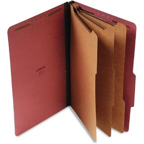 Universal UNV10295 3 Dividers 8 Fasteners 8-Section Pressboard 3 in. Expansion Classification Folders - Legal Size, Red Exterior (10/Box)