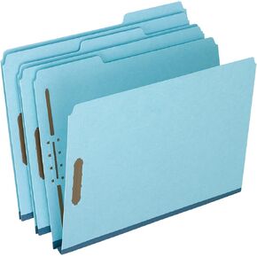 Pendaflex® Heavy-Duty Pressboard Folders With Embossed Fasteners, Letter Size, 100% Recycled, Blue, Pack Of 25