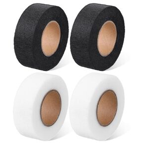 4 Rolls 3/4 Inch Hemming Tape, Adhesive No Sewing Hem Tapes, Iron on Stitch Witchery Hemming Tape, Double-Sided Fabric Fusing Stitch Witchery Tapes for Crafting Projects Pants Clothes(White&Black)