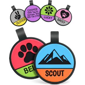 GoTags Silent Silicone Dog Tags, Wine Upon Return Funny Design, Personalized Silent Tag Engraved for Dogs and Cats, Round
