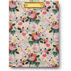 RIFLE PAPER CO. Dahlia Clipfolio - Illustrated Hardcover with Contrasting Interior, Gold Front Clip & Interior Pocket, Refillable Writing Pad with 50 Perforated, Shaded Line Sheets