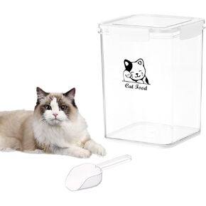 Airtight Cat Food Storage Container with 4 Locking Clips, 7.7lbs/4.2L Pet Food Container for Cats/Dogs, Secure Dry Kibble Bin, Leak-Proof Dog Food Storage