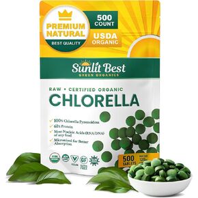 Sunlit Best USDA Organic Chlorella Powder - Green Algae, Raw & Vegan Source Of Protein & Chlorophyll | Non GMO & Gluten Free Superfood Energy Drink, Immune Support Supplement, Liver & Gut Health, 8 oz in Kuwait